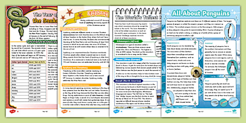 Year 6 Reading Comprehension Pack 1 (Ages 10 - 11)
