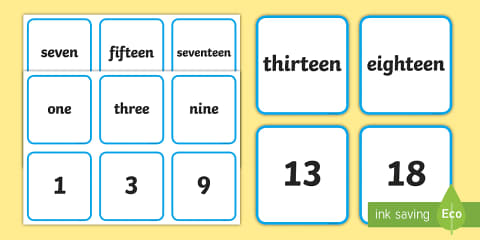 Matching Numbers to Words Worksheet