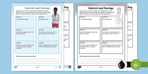 Calculating Simple Interest Activity Sheet
