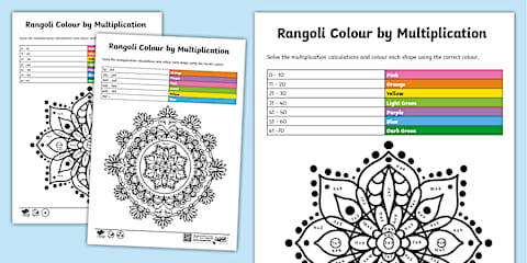 Number Rangoli Patterns Worksheet Rangoli Colour By Number Worksheets
