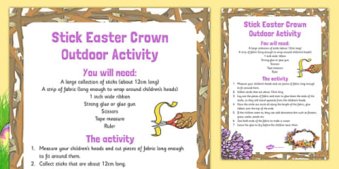 preview of Stick Easter Crown Outdoor Activity