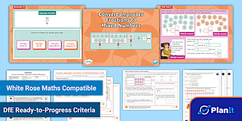 PlanIt Maths Year 4 Fractions Lesson Pack 7: Convert Mixed Numbers to ...