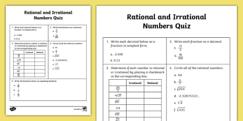 Eighth Grade Rational and Irrational Numbers Unit Word Wall