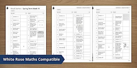 White Rose Maths Recall Starters - Spring Term Weeks 1 to 6 Bundle