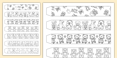 Teddy Bear Colouring Bookmarks