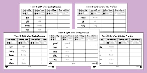 100 Grade 1 Sight Words Spelling Lists