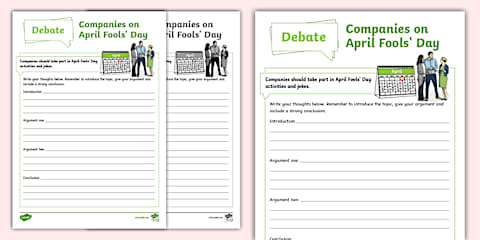 KS1 April Fools' Day Short Burst Writing Template