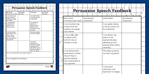 Persuasive Speech Analysis Worksheet for 6th-8th Grade