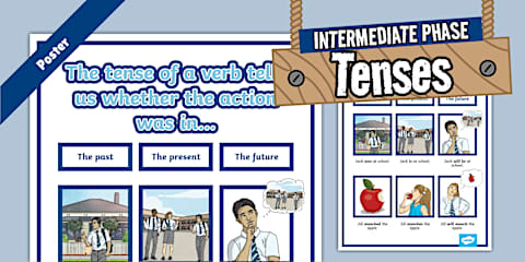 Simple Verbs Past Present and Future Examples in Sentences Posters