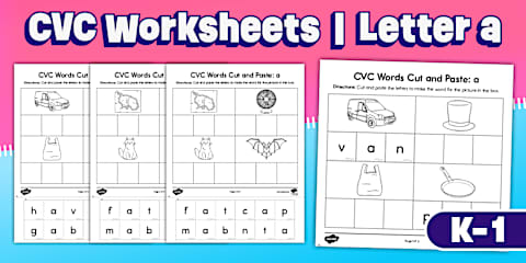 CVC Words Beginning and Ending Sounds Worksheet for K-1st Grade