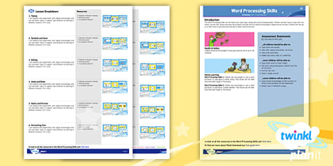 Computing: Word Processing Skills Year 1 Planning Overview