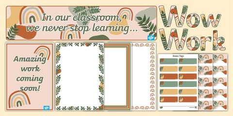 Muted Rainbow Wow Wall Display Pack