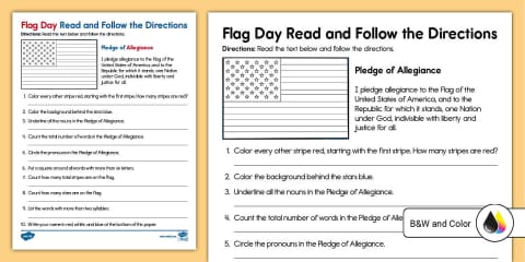 Third Grade Flag Day Reading Comprehension