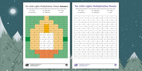 Sparks in the Sky Mixed Operations Mosaic Worksheets