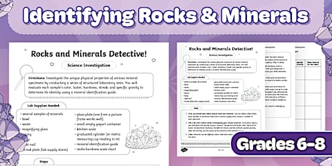 Science Investigation Mat Rocks and Minerals Vocabulary Mat for 6th-8th Grade
