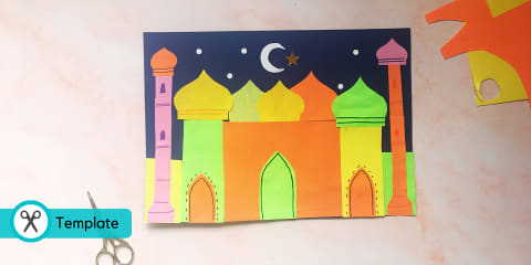 Ramadan Paper Plate Moon and Star Decoration Craft