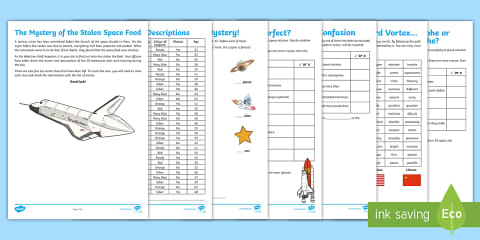 Space Food Worksheet