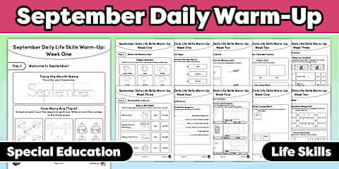 June Daily Life Skills Warm-Up Activities | Morning Work for Special ...