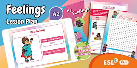 ESL Describing Feelings Activity Sheet [Kids, A2]