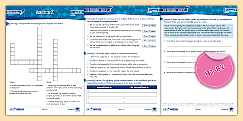 Lesson 12 Lesson 2 Question Example ESL Curriculum Level 12, Lesson 2 Activity Sheet