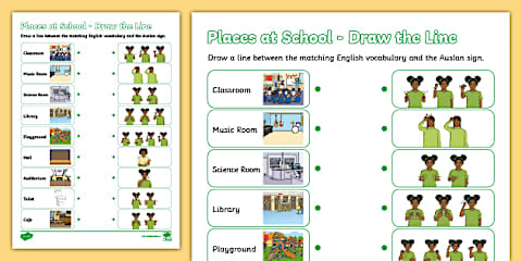 Auslan Items at School Matching Cards