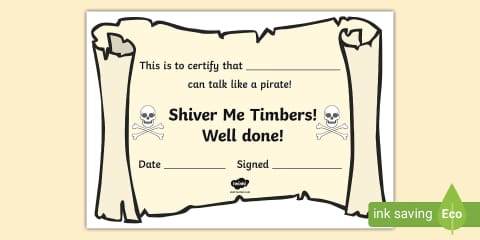 Pirate Well Done Certificates - KS1 - Twinkl