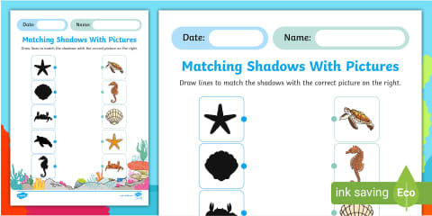 Under the Sea Adventure Shadow Matching Worksheet