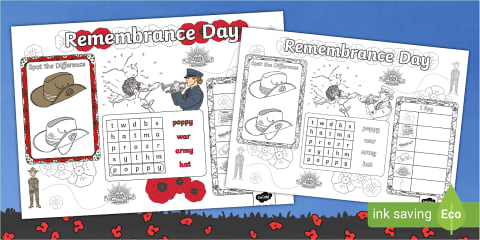 Remembrance Day Activity Mats Pack K-6