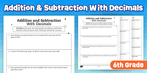 Basic Statistcs Math Sixth Grade Math Basic Skills Addition and Subtraction of Whole Numbers ...