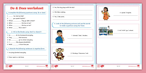 แบบฝึกหัด Do/Does PDF พร้อมเฉลย - Subject-verb Agreement