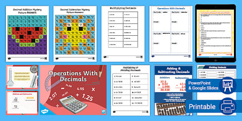 Sixth Grade Operations With Decimals Graphic Organizer