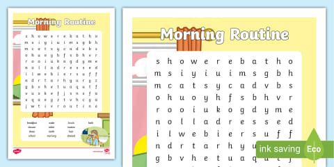 Daily Routine Interactive Word Search