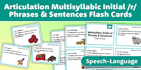 Articulation Final /r/ Phrases and Sentences Flash Cards for SLP