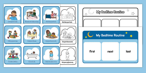 Visual Timetable - Getting Ready For Bed - Boy Illustrations