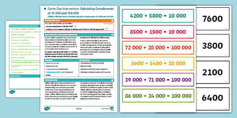 Year 5 Maths Same-Day Intervention Plan: Using Column Addition of Five ...