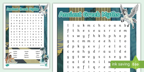 Ancient Greek Gods and Goddesses Word Search