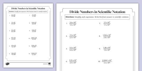 Eighth Grade Operations in Scientific Notation Practice