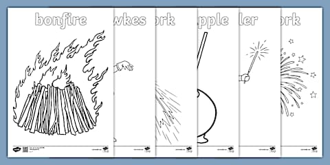 Bonfire Night Colouring Sheets Arabic