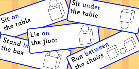 Instructions With Directional Prepositions Cards