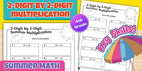 2 Digit x 2 Digit Multiplication Practice Activity Sheet