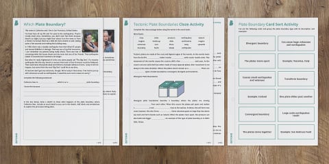 KS3 Tectonic Plate Boundaries Match and Draw