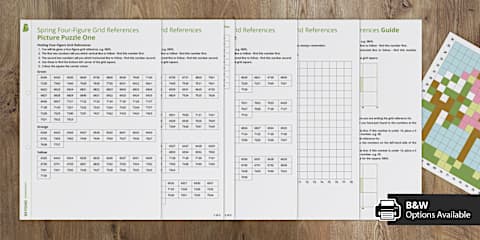KS3 Summer Four-Figure Grid References Picture Puzzles