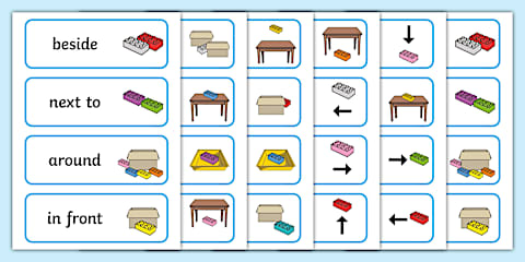 Container Positional Words Card Positional Language Word Cards (Simple)