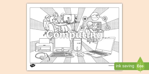Computer Template Colouring Computer Doodle Colouring Page