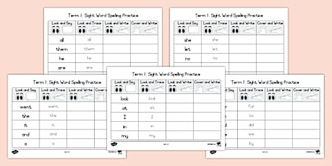 100 Grade 1 Sight Words Spelling Lists