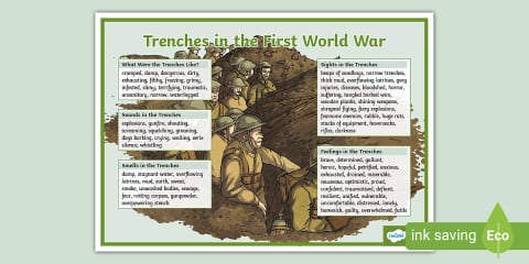 Trench Labelling Life in the Trenches Adjectives Worksheet