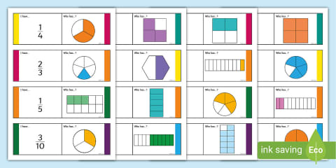 Fraction Representations Matching Cards