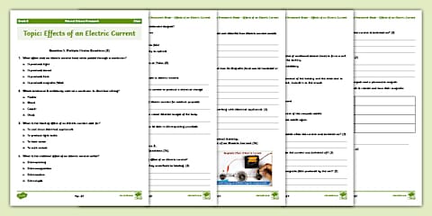 Grade 8 Natural Science Series and Parallel Circuits Worksheet