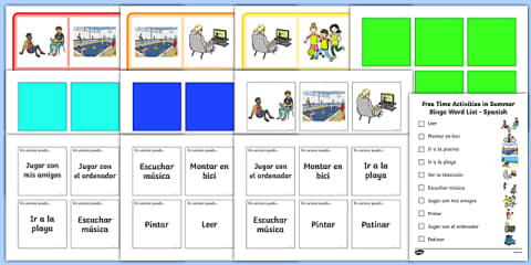 Spanish Summer Free Time Activities Word Cards