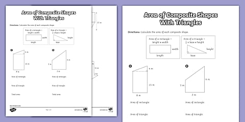 Sixth Grade Area of Composite Shapes With Triangles Review and Practice